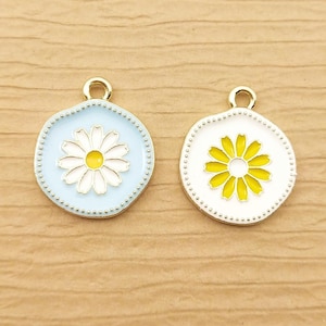 10PCS, 17*20MM, Enamel Flower Charm, Bracelet Charm, Jewelry Supplies, Gold Plated, Necklace Charm, Earring Pendant, Diy Finding