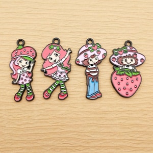 10/16pcs Cartoon Girl Charm Enamel Necklace Pendant Earring Charm Bracelet Charm Diy Making Jewelry Accessories Black Plated