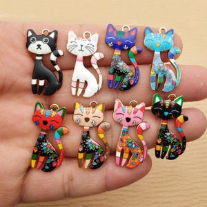 10/16pcs, Cat Charm Enamel Charm Bracelet Charm Necklace Charm Earring Pendant DIY Jewelry Accessories Zinc Alloy Gold Plated