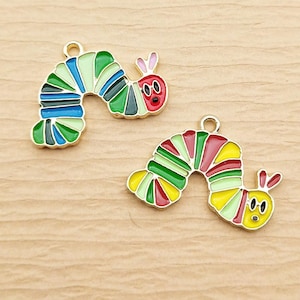 10pcs, Caterpillar Charm Enamel Charm Jewelry Supplies Earring Pendant Necklace Charm Bracelet Charm Diy Accessories