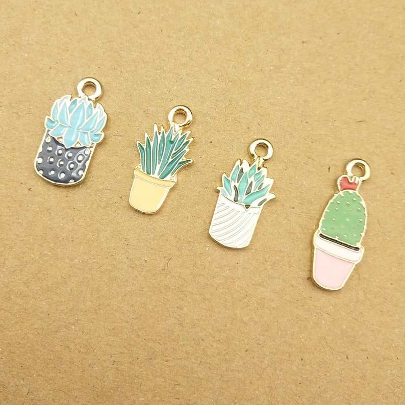 10PCS Pot Plant Charm Enamel Charm Pot Culture Charms Etsy