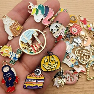 20/30/50pcs, Random Charm Enamel Necklace Pendant Earring Charm Jewelry ...