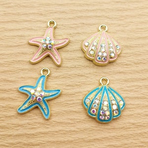 10/16pcs, Starfish Shell Charm Enamel Charm Bracelet Charm Diy Finding Jewelry Supplies Earring Pendant Necklace Charm Gold Plated