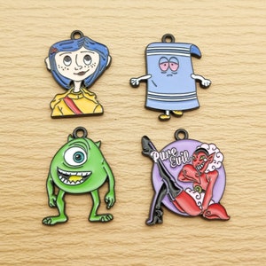 10/16pcs, Cartoon Anime Charm Bracelet Charm Necklace Pendant Earring Charm Jewelry Accessories Diy Craft Supplies Alloy Metal Black Plated