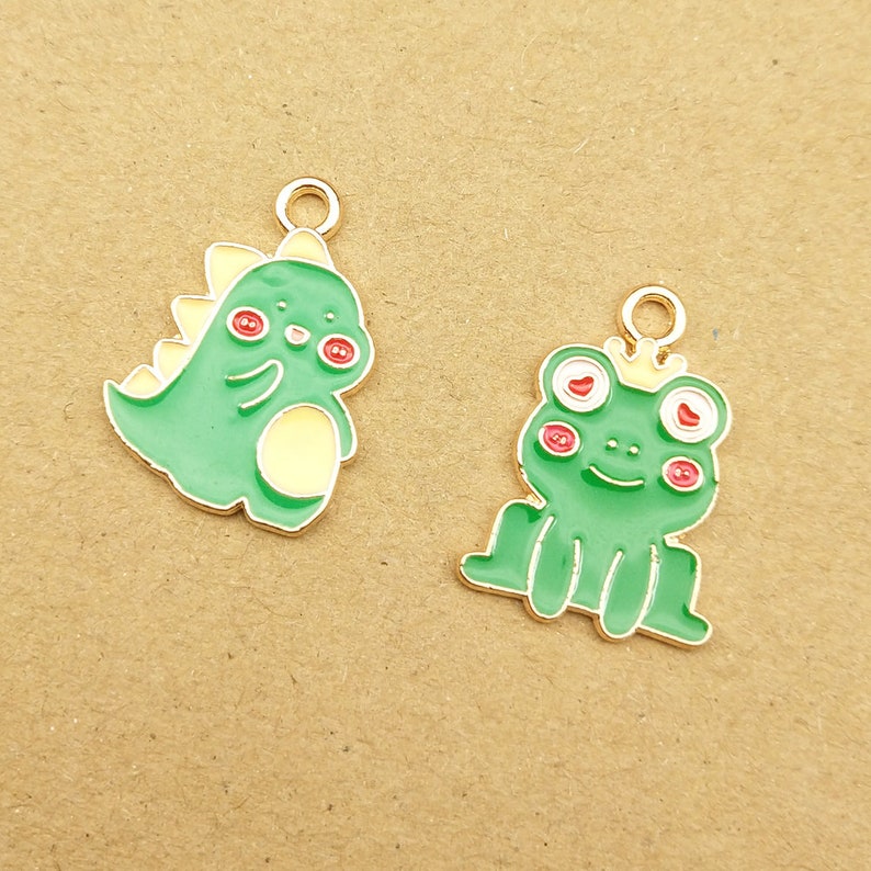 10PCS Enamel Charm Dinosaur Charm Frog Charm Cartoon Charm Craft Supplies DIY Findings Earring Charm Jewelry Charm