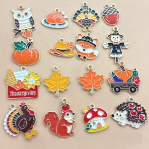 10pcs, Thanksgiving Charm Enamel Charm Bracelet Charm Necklace Charm Earring Pendant Diy Making Jewelry Accessories