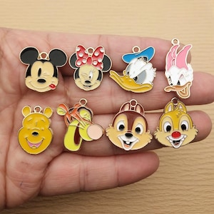 10/16pcs, Cartoon Charm Enamel Charm Bracelet Charm Necklace Charm Earring Pendant DIY Making Jewelry Accessories Alloy Metal Gold Plated