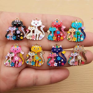 10/16pcs, Cat Charm Enamel Charm Bracelet Charm Necklace Charm Earring Pendant DIY Jewelry Accessories Zinc Alloy Gold Plated