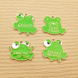 10/16pcs, Enamel Frog Charm Bracelet Charm Craft Supplies Necklace Pendant Jewelry Accessories Diy Making