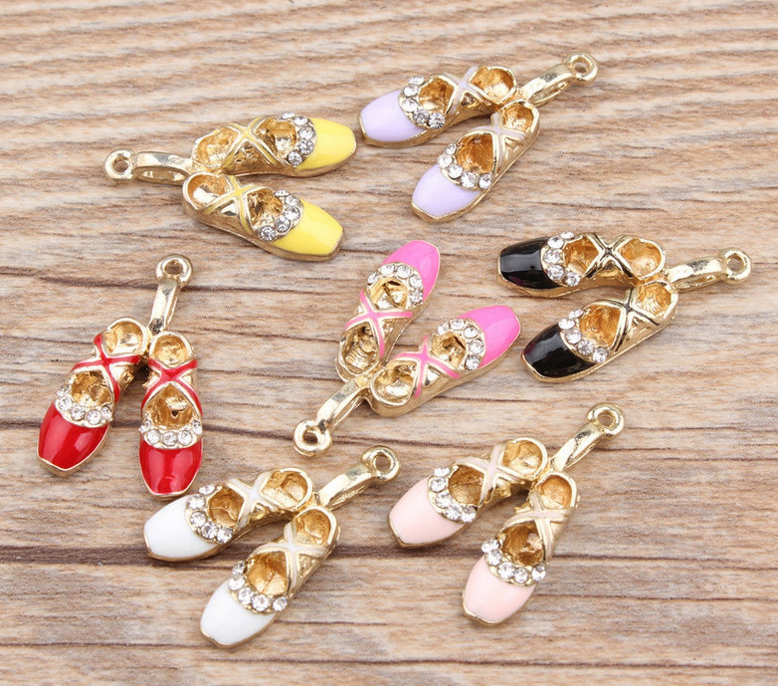 ballet shoe charms, 10pcs, 17*27mm, enamel charms, bracelet charms ,shoes charm, ballerina charm, dance charm, black, white, yel