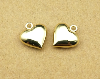 Heart Charms, 10PCS, 12*13mm, Bracelet Charms, Jewelry Supplies, Gold Charms, Fashion Charm, Earring Charm