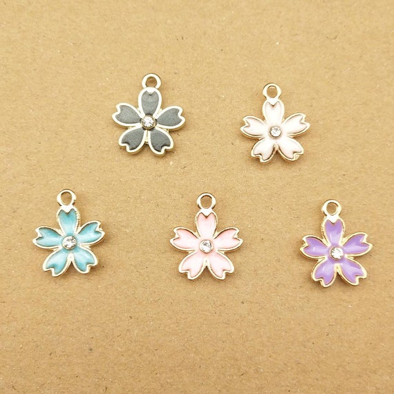 10pcs 1417MM Enamel Charms Sakura Charms Flower Charm | Etsy