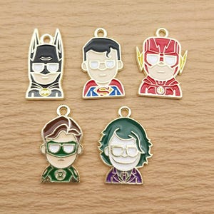 10pcs, Cartoon Charm Enamel Charm Bracelet Necklace Charm Earring Pendant DIY Making Jewelry Accessories Alloy Metal Gold Plated