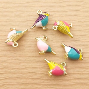 10/12pcs, Bird Charm Enamel Charm Animal Charm Jewelry Accessories Craft Supplies DIY Findings Necklace Charm Bracelet Charm