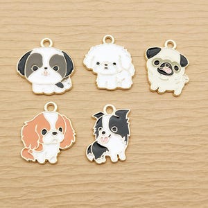 10pcs, Dog Charm Enamel Charm Bracelet Necklace Charm Earring Pendant DIY Making Jewelry Accessories Alloy Metal Gold Plated