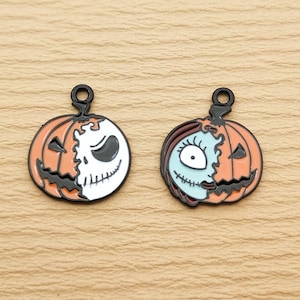 10PCS, Enamel Pumpkin Ghost Charm Necklace Charm Bracelet Charm Earring Pendant Craft Supplies Diy Accessories Black Plated