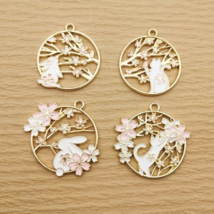 10/16pcs, Rabbit Cat Charm Enamel Charm Bracelet Charm Necklace Charm Earring Pendant DIY Jewelry Accessories Zinc Alloy Gold Plated