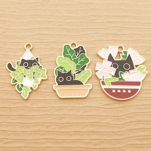 10/12pcs, Enamel Flower Cat Charm Bracelet Charm Jewelry Accessories Necklace Charm Earring Pendant Diy Making Gold Plated