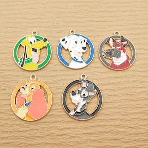 10個、漫画犬チャームエナメルチャームブレスレットチャームネックレスチャームイヤリングペンダントDIYジュエリーアクセサリー合金金属金メッキ