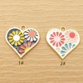 10PCS, 21*21mm, Enamel Heart Charm Jewelry Supplies Necklace Charm Bracelet Charm Earring Pendant Gold Plated DIY Finding
