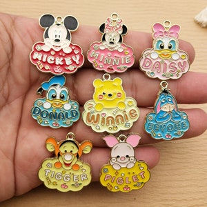 10/16pcs, Cartoon Anime Charm Enamel Charm Bracelet Charm Necklace Charm Earring Pendant DIY Jewelry Accessories Zinc Alloy Gold Plated