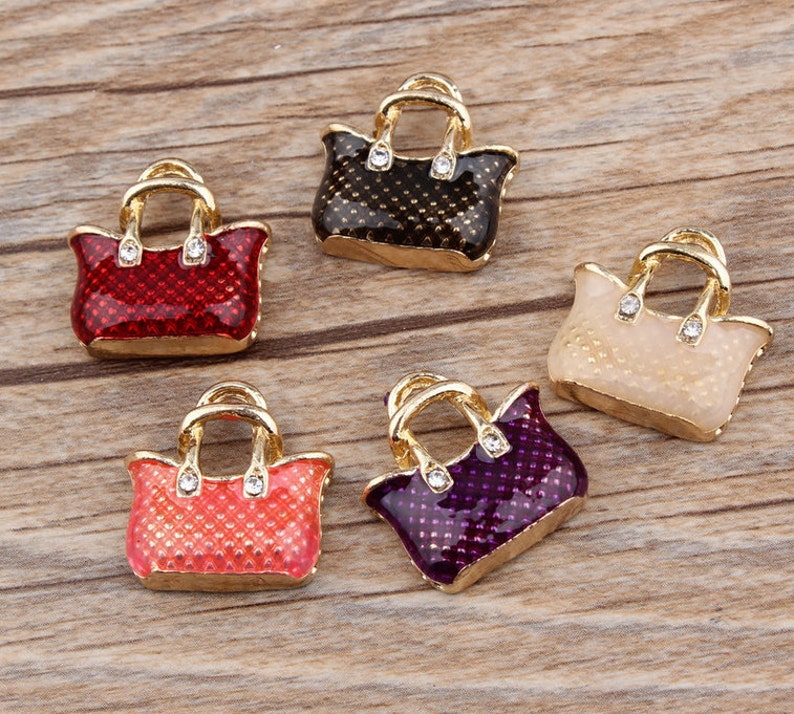 Bag Charm Pendants 2 Red Handbag Charms 20mm 3D