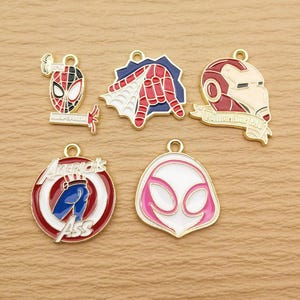 10pcs, Cartoon Charm Enamel Charm Bracelet Necklace Charm Earring Pendant DIY Making Jewelry Accessories Alloy Metal Gold Plated