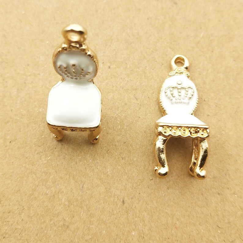 Gold Charm Necklace Charm Chair Charm DIY Findings Earring Pendant Enamel Charm 10*26mm Bracelet Charm Craft Supplies 10PCS