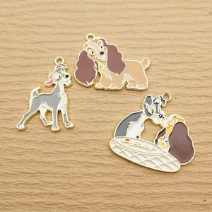 10/12pcs, Cartoon Dog Charm Bracelet Charm Necklace Pendant Earring Charm Jewelry Accessories Craft Supplies Gold Plated