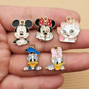 10pcs, Cartoon Charm Enamel Charm Bracelet Necklace Charm Earring Pendant DIY Making Jewelry Accessories Alloy Metal Gold Plated