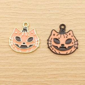 10PCS, 20*20MM, Halloween Charm, Enamel Charm, Necklace Charm, Pumpkin Charm, Bracelet Charms, Jewelry Supplies