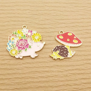 10pcs, Hedgehog Charm Bracelet Charm Craft Supplies Necklace Pendant Jewelry Accessories Diy Making Gold Plated