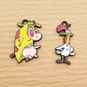 10PCS, Cartoon Anime Charm Enamel Charm Bracelet Charm Necklace Charm Earring Pendant DIY Jewelry Accessories Alloy Metal Black Plated