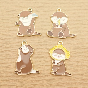 10/16pcs, Cartoon Kapibala Charm Enamel Charm Bracelet Charm Necklace Charm Earring Pendant DIY Jewelry Accessories Alloy Metal Gold Plated
