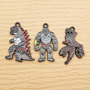10/12pcs, Cartoon Charm Enamel Charm Bracelet Charm Necklace Charm Earring Pendant DIY Jewelry Accessories Alloy Metal Black Plated
