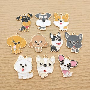 10/20pcs, Dog Charm Enamel Charm Bracelet Charm Necklace Charm Earring Pendant DIY Jewelry Making Accessories Alloy Metal Gold Plated