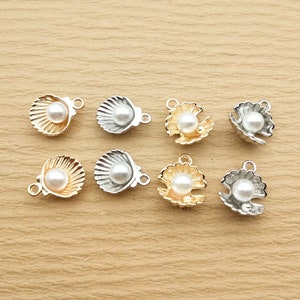 10/16pcs, Pearl Shell Charm Bracelet Charm Necklace Pendant Earring Charm Jewelry Accessories Diy Craft  Supplies Alloy Metal