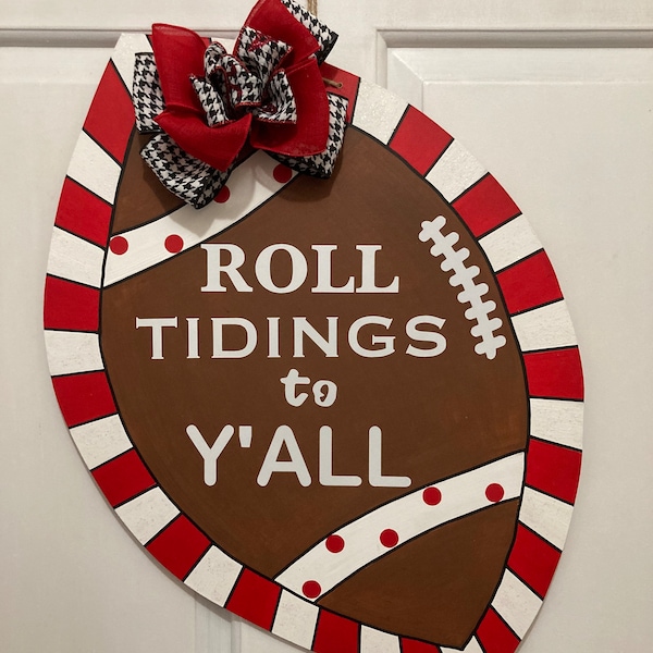 Alabama Roll Tide Door Decor, Roll Tide Wall Decor, Football Doorhanger, Football Decor, Customizable Football Doorhanger