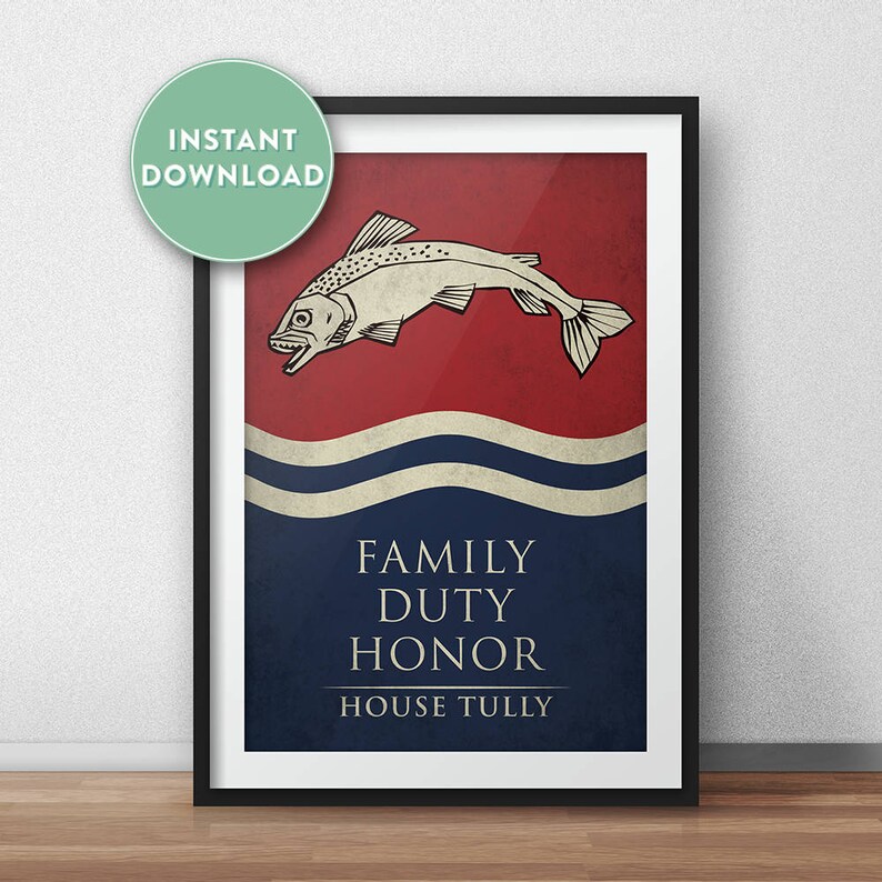 Game Of Thrones Digital Art Print House Tully Banner Family Etsy