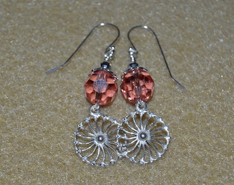 Light Pink Swarovski and Sterling Earrings