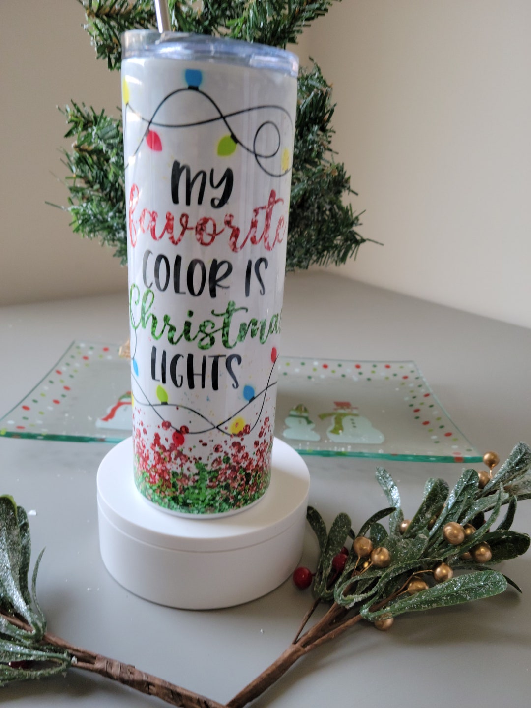 My Favorite Color is Christmas Lights Tumbler Etsy