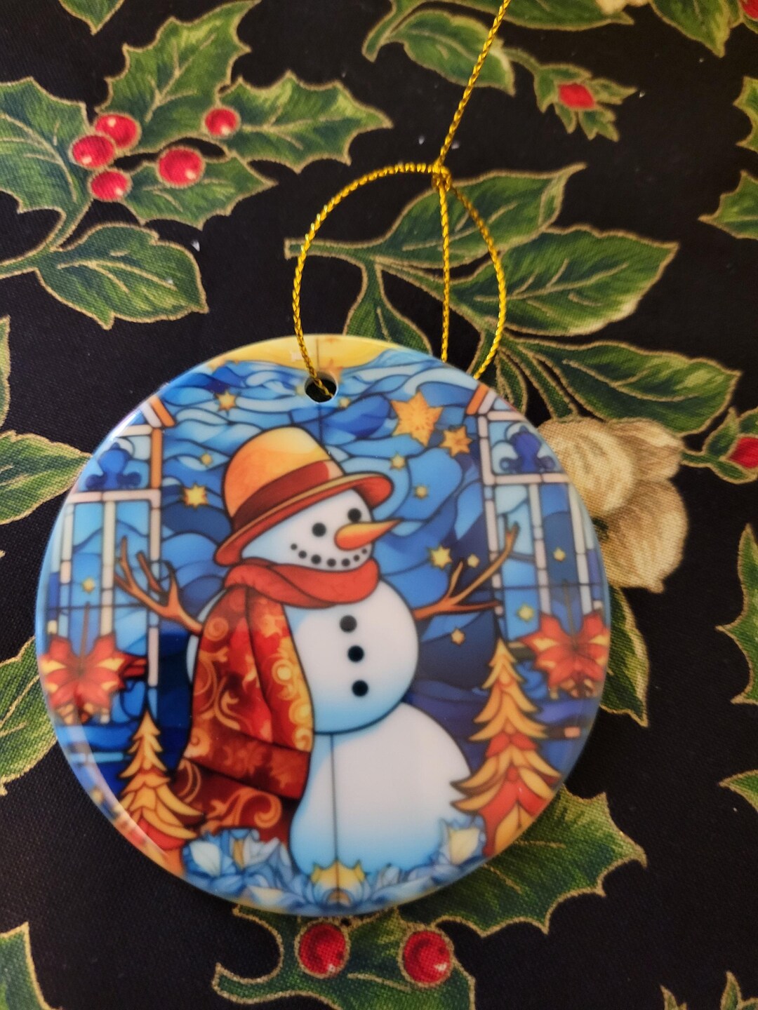 Snowman Stained Glass (faux) Ornament - Etsy