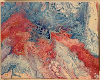 Fluid art in pink and blue tones, echoing ocean waves or a distant planet from space—dreamy, peaceful, and full of cosmic beauty.