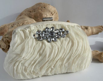 Bridal bag clutch forearm bag Organza Ivory