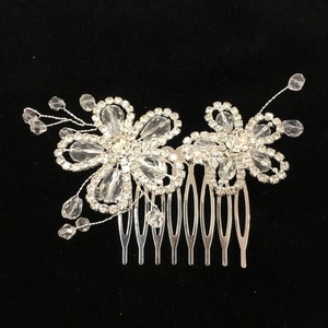 Hair comb crystal stone blossom