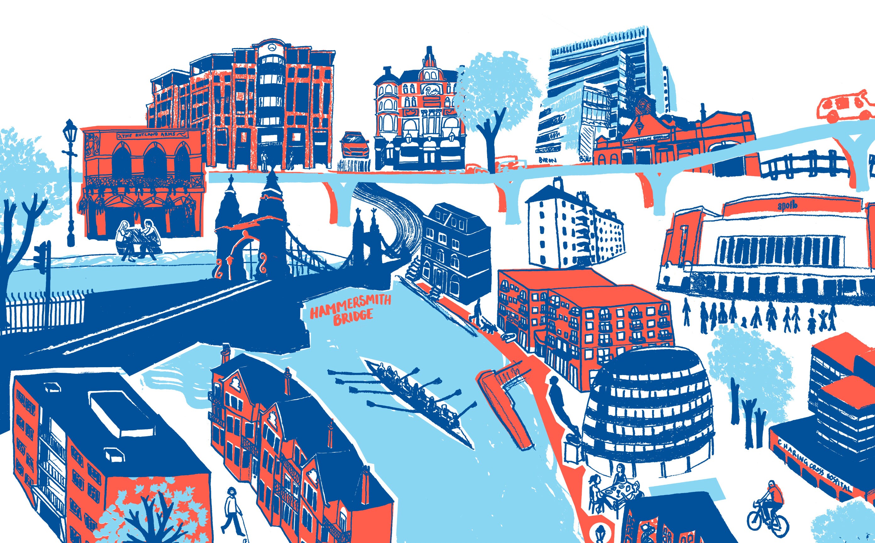 Fulham and Hammersmith Illustrated Map - Etsy