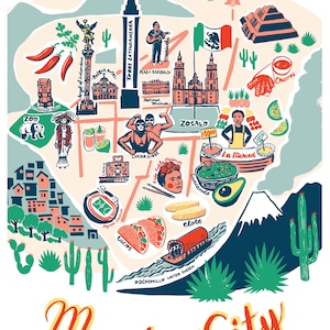 Mexiko-Stadt Illustrierte Landkarte