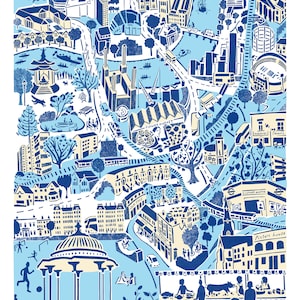 Westminster to Clapham Map Illustration Screenprint (medium size)