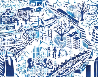 East London Illustrated Map: Limited Edition Screenprint