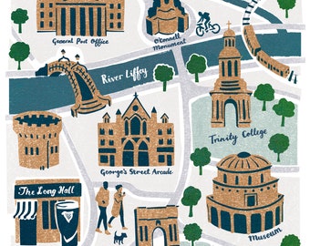 Dublin City Map Illustration